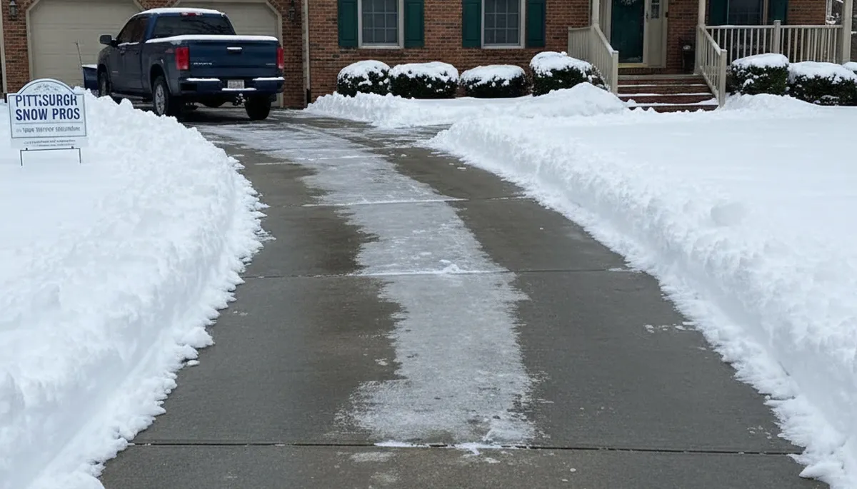 Cleared driveway after professional snow removal by Chop Chop Landscaping in Pittsburgh, PA
