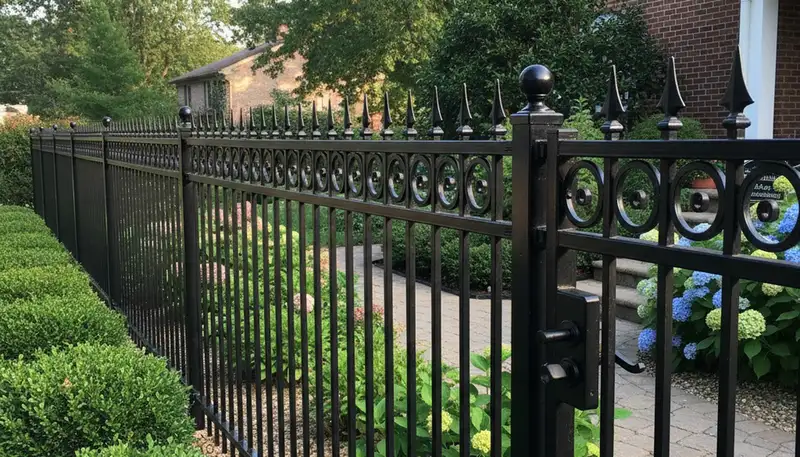 Black ornamental metal fence installation by Chop Chop Landscaping in Pittsburgh, PA