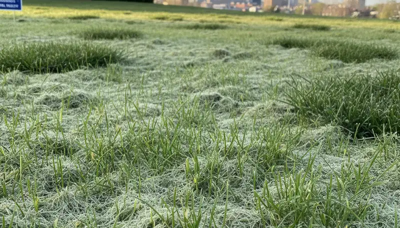 New grass germinating from hydroseeding on a fresh lawn in Pittsburgh, PA by Chop Chop Landscaping