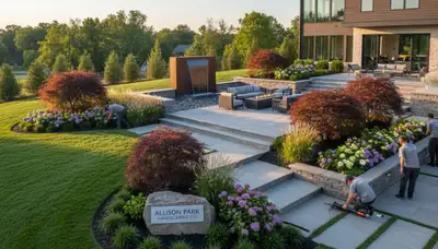 Landscaping crew in Pittsburgh, PA providing professional yard maintenance and landscape services