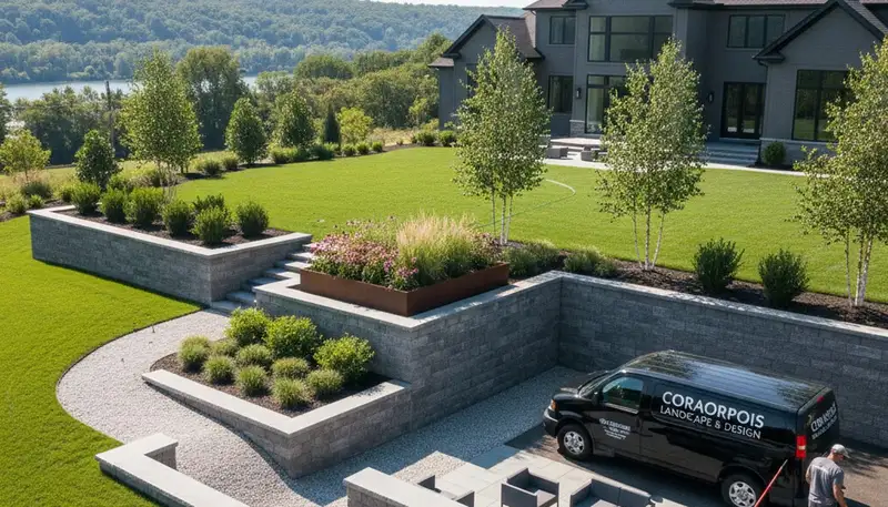 Landscaping crew providing lawn care and hardscaping services in Pittsburgh, PA