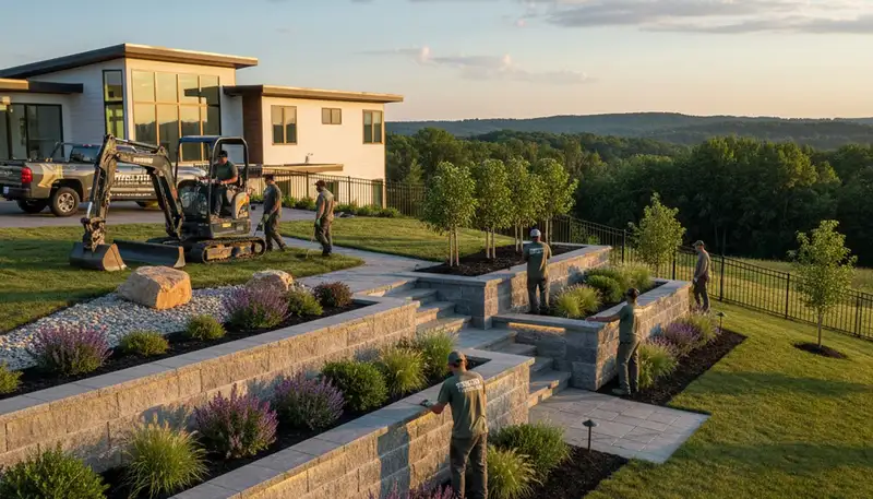 Landscaping crew serving Pittsburgh, PA, providing professional lawn care and landscape maintenance