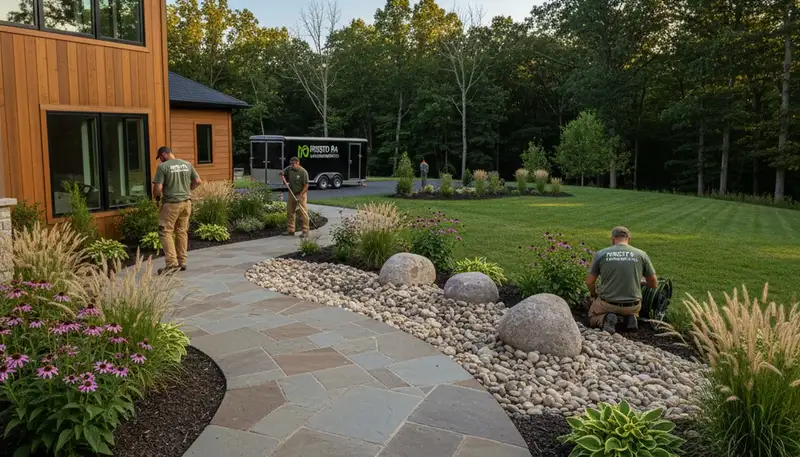 Landscaping team in Pittsburgh, PA providing professional yard care and outdoor maintenance