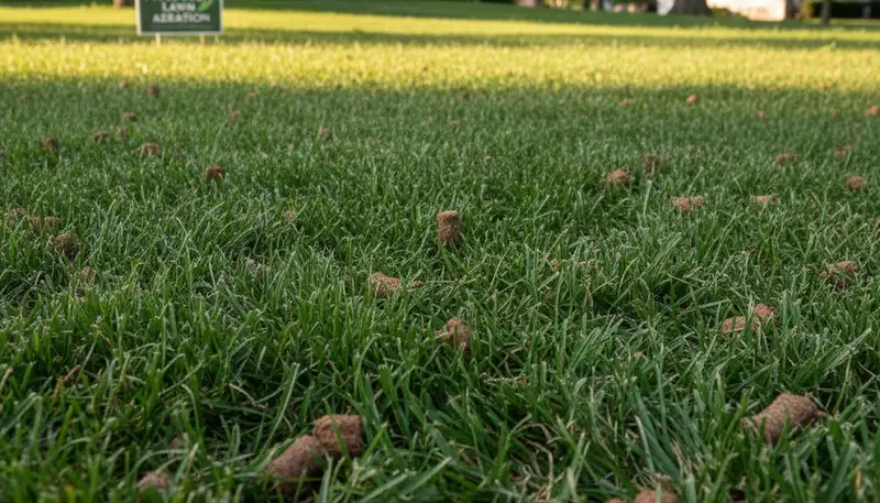 Post-aeration lawn recovery showing healthy grass growth in Pittsburgh, PA by Chop Chop Landscaping