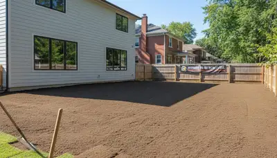 Graded soil prepared for sod installation by professional landscapers in Pittsburgh, PA