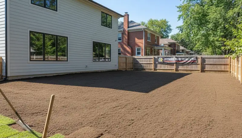 Graded soil prepared for sod installation by professional landscapers in Pittsburgh, PA