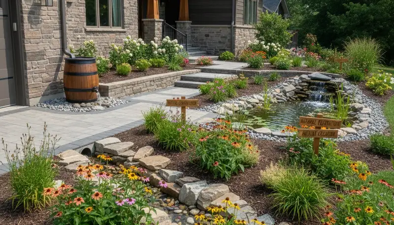 Eco-friendly rain garden and water conservation landscaping in Pittsburgh, PA by Chop Chop Landscaping